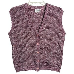 Vtg Scalloped Sweater Vest Size Medium Pink Grandma Cottage 80s 90s D’Alliard’s